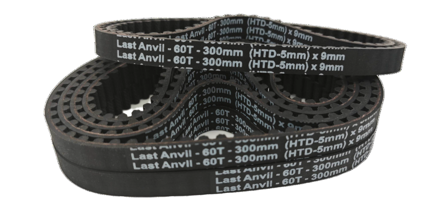 Image of a 60T HTD Timing Belt that has Last Anvil written on it.